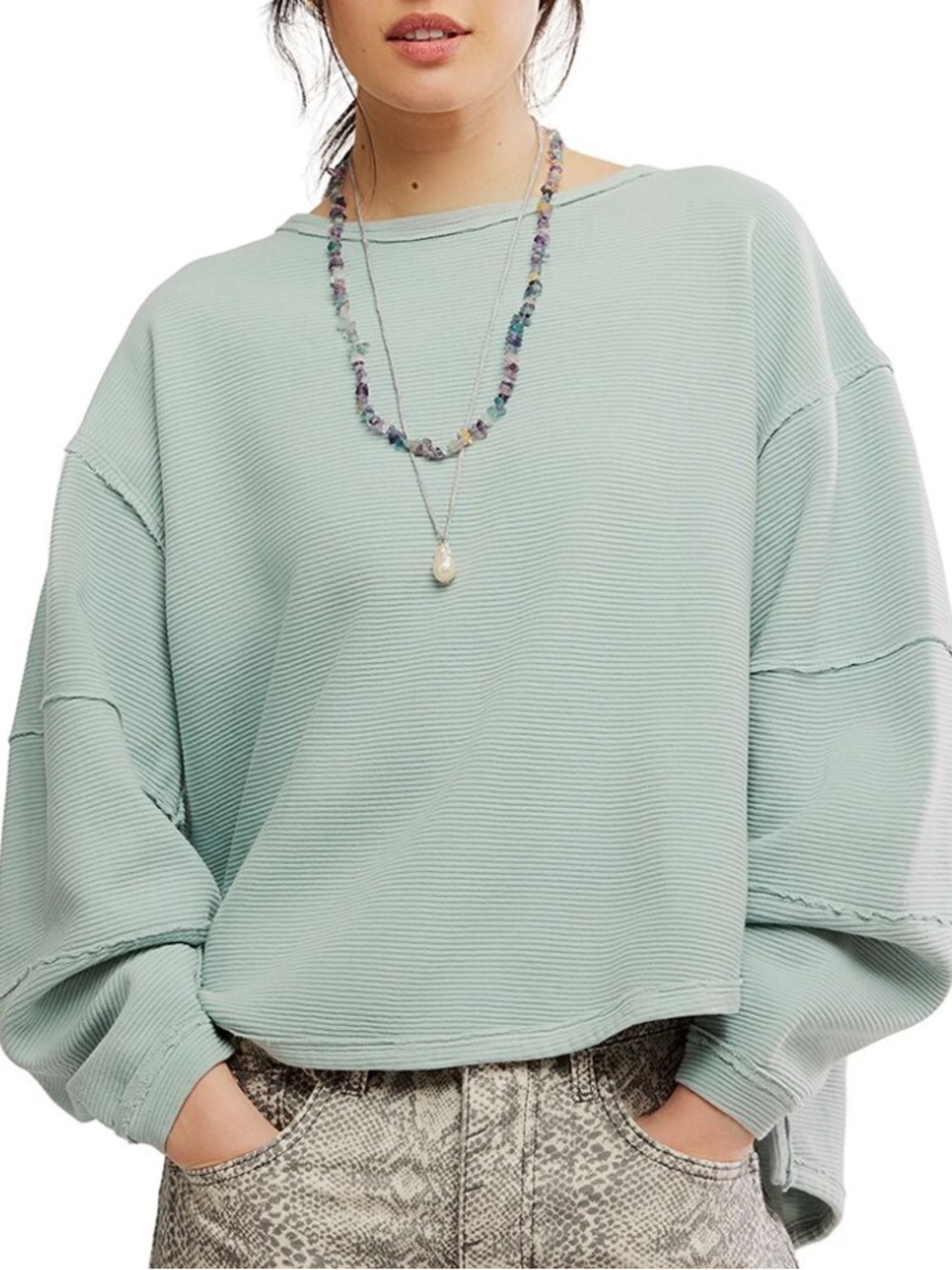 😍Like new! Free People! Total Eclipse Top in baby blue SZ is Medium! (Not Green)
